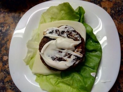 top it with one teaspoon of Mayo Beef & Lettuce Burger