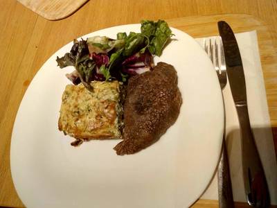 Beef sizzler steaks served with a salad or Cheesy Roasted Cauliflower