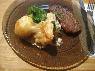 Beef sizzler steaks served with a salad or Cheesy Roasted Cauliflower