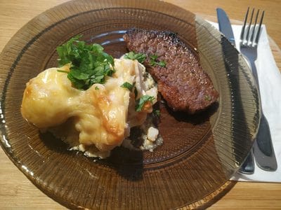 Beef sizzler steaks served with a salad or Cheesy Roasted Cauliflower