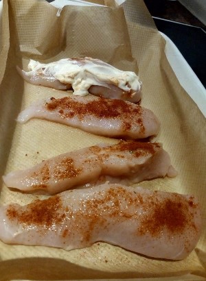 Prepare the chicken Mayo Chicken Breast Fillets