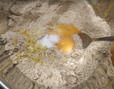 Add eggs melted butter almond milk lemon zest Poppy Seed Roll