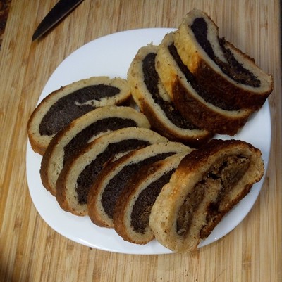 Freshly baked slices Poppy Seed Roll