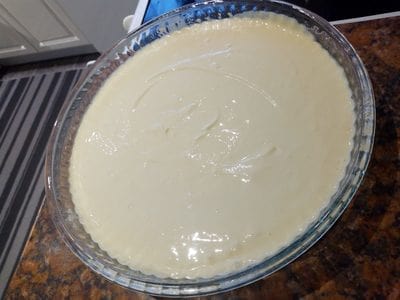 Pour the mixture in the pie plate and bake for 30 minutes Raspberry Cheese Pie