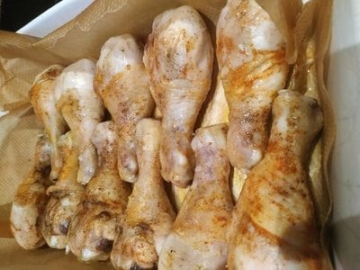 Slide them to the oven for 40 minutes and turn them half way through Roasted Chicken Drumsticks