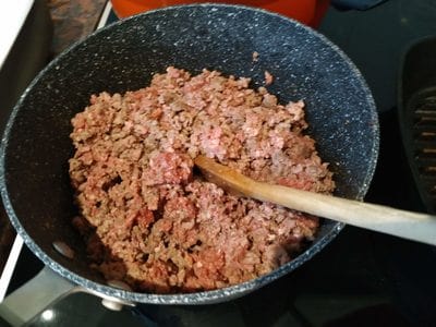 Add spices and cook the beef on medium heat Beef & Eggplant Lasagne