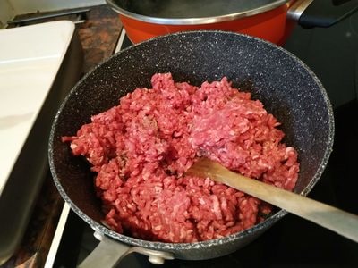 Stir in the minced beef Beef & Eggplant Lasagne