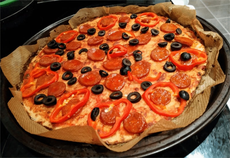 Put it in the oven Cauliflower Base Pizza