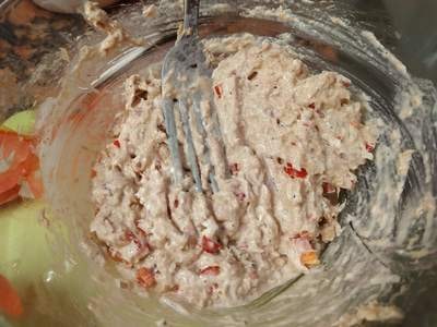 Mix well to combine and fill in the tomato cases Cheese Cream Tuna Stuffed Tomatoes