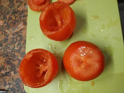 Turn them up to dry Cheese Cream Tuna Stuffed Tomatoes
