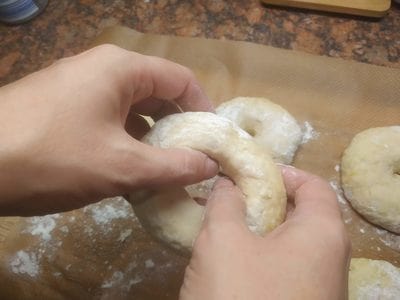 The dough is elastic and can be easily shaped Cheese Doughnuts