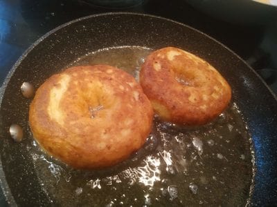 Turn them after 2-3 minutes and fry the other side.. Cheese Doughnuts