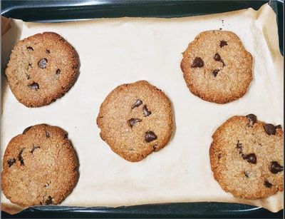 Bake for 10-12 mins until their edges are light brown and still slightly soft in the centre if you press them Chocolate Chips Biscuits