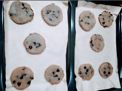 flatten each dough ball into a round biscuit Chocolate Chips Biscuits