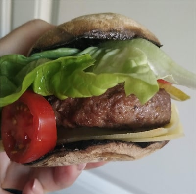 Just like a real burger with bun Flat Mushrooms Beef Burger