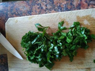 Chop half cup or more parsley Greek Cheese and Parsley Omelette