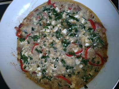 mix the ingredients Greek Cheese and Parsley Omelette