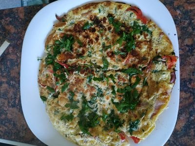 Sprinkle with more parsley Greek Cheese and Parsley Omelette