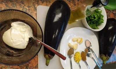 Ingredients Grilled Eggplant with Soured Cream