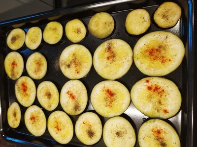 Prepare all the eggplants for the oven Grilled Eggplant with Soured Cream