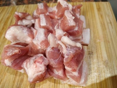 Cut first in smaller chunks Homemade Pork Cracklings
