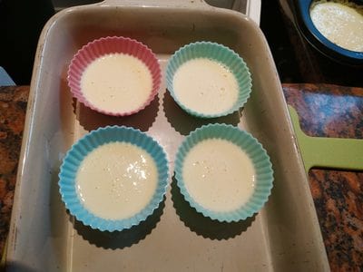 Add the silicone trays on a baking tray Mini Strawberry Cheese Pies