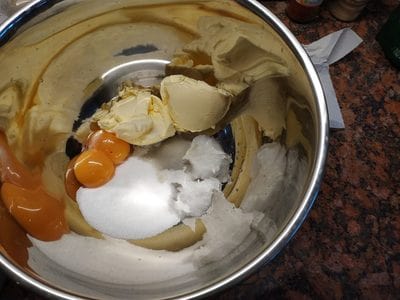 Add unsalted butter 2 eggs yolks 2 tablespoons of sweetener pure vanilla extract almond milk and coconut oil Mini Tiramisu Sponges Keto