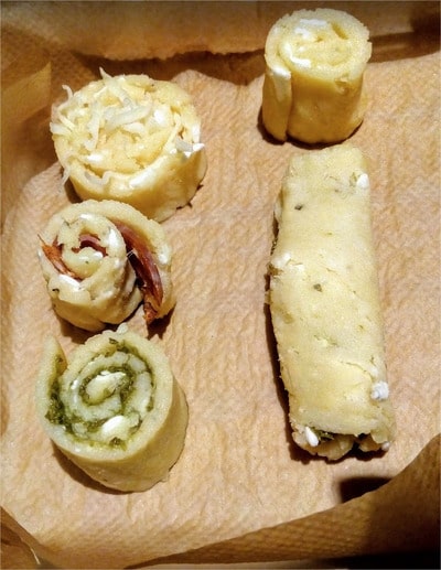 Fill some of the strips with pesto chorizo or mozzarella Mozzarella Bread Sticks & Savoury Swirls