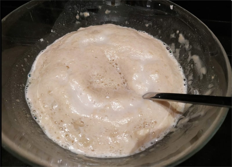 Activated yeast with milk, sugar and a tbsp of flour My Grandma’s Doughnuts