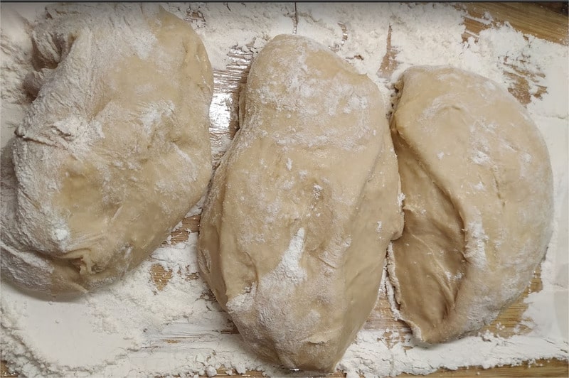 Divide the dough in three parts My Grandma’s Doughnuts