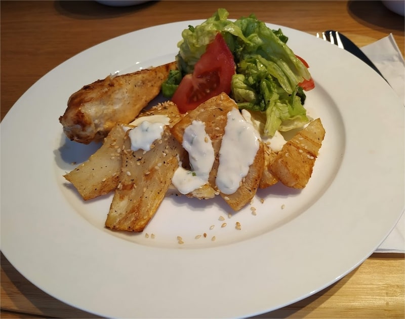 Roasted Celeriac with Soured Cream and Sesame Seeds presentation