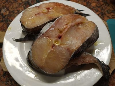Coat the catfish with Olive Oil Southern Pan Fried Catfish