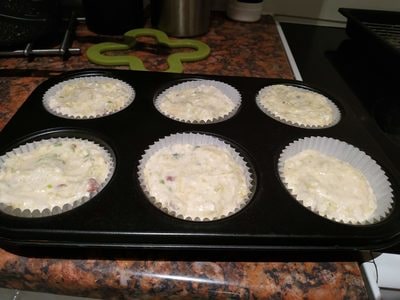 Transfer to muffin cases Zucchini & Feta Cheese Muffins