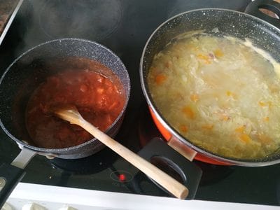 Mix in the the spices Autumn Cabbage Soup