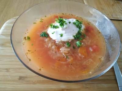 Serve with a tbsp of sour cream Autumn Cabbage Soup