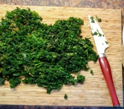 Steam and chop the kale leaves Cauliflower Kaleballs