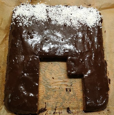 Coconut Brownies baked cut and ready to be served