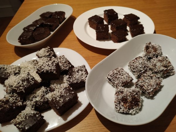 Coconut Brownies All baked cut and with sprinkle on top