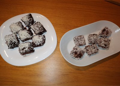 Coconut Brownies All baked cut and with sprinkle on top