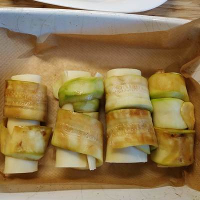 Place them in a tray for Dijon Mustard Chicken & Courgette Rolls