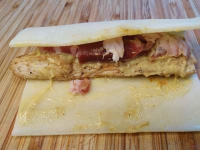 Roll chicken with pancetta for Dijon Mustard Chicken & Courgette Rolls