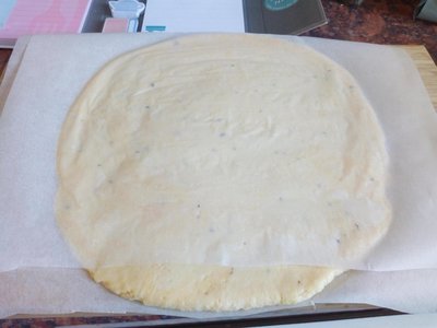 Fathead pizza dough cover it with another sheet