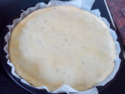 Fathead pizza dough place it in the oven