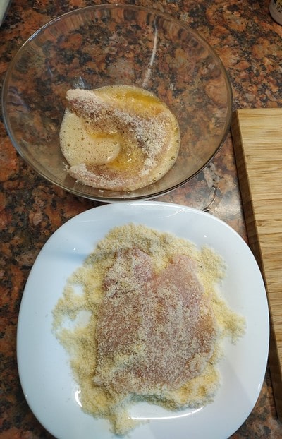 Coat the chicken in Almond Flour for German Chicken Schnitzel