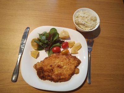 German Pork Schnitzel with Coleslaw