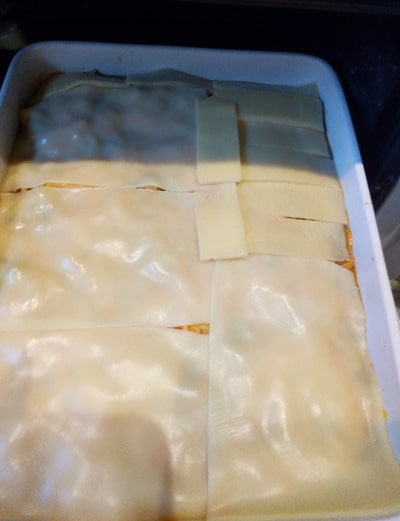 Spread the second layer of cheese for Keto Lasagna