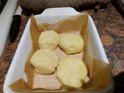 Place the dough in the tray Keto Pizza Dough Balls