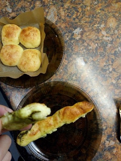 Green Pesto swirl with dried oregano and Italian herbs Keto Pizza Dough Balls