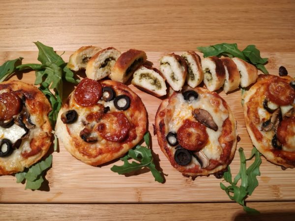 Mini Fathead Chorizo and Mushrooms Pizzas