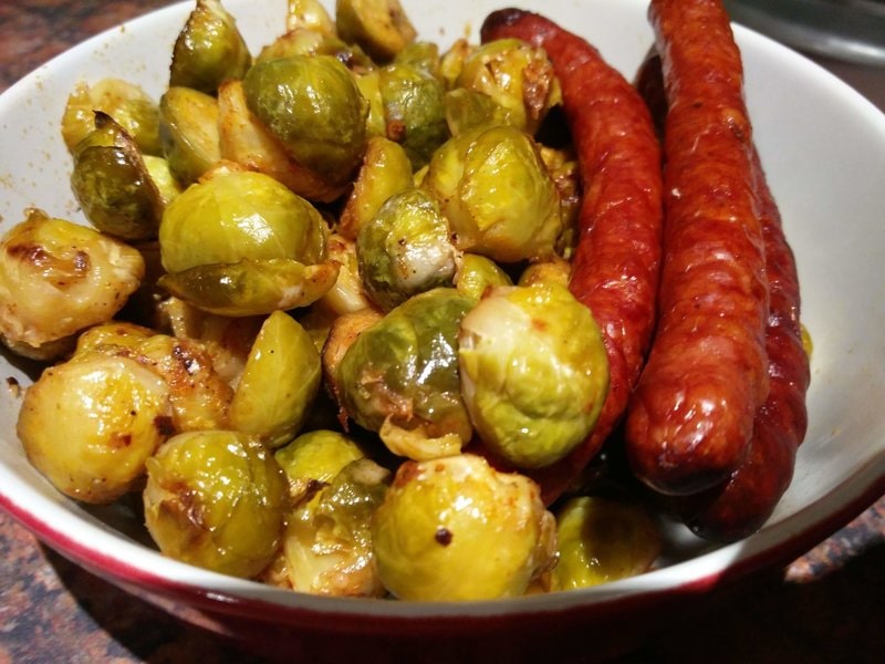 Roasted Brussels Sprouts with smoked sausages Roasted Parmesan Brussels Sprouts